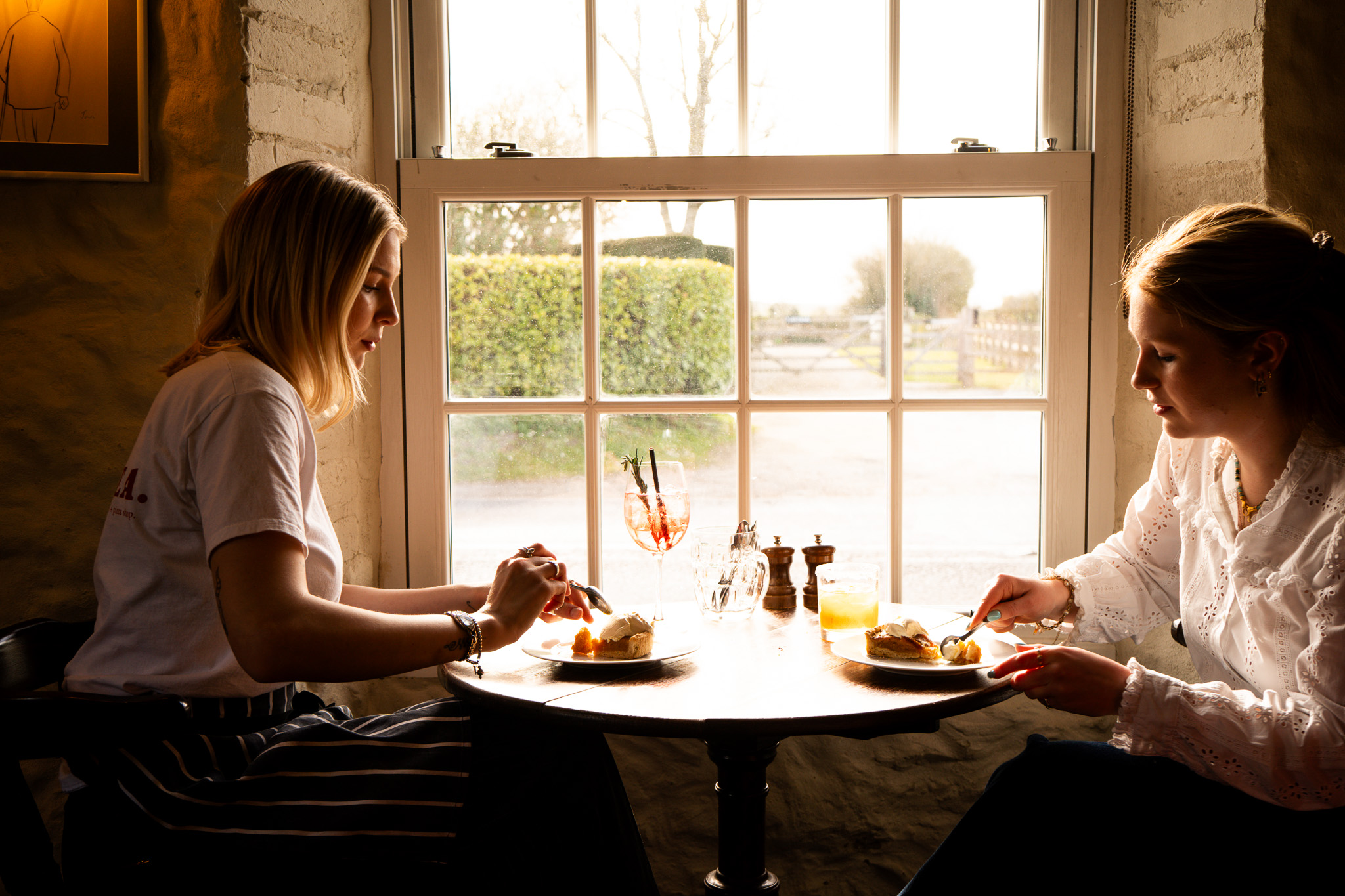 guests enjoying meal at restaurant